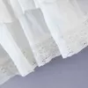 Ruffled White Lace Bluzka Koszula Kobiety Crop Top Moda Lato Krótki Rękaw Puff Damskie Topy i Bluzki Blusas Mujer 210415