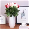 Dekorativa festliga tillbehör Gardendecorative Blommor Kransar Real Touch Rose Bud 25st / Lot Artificiell Silk Bröllop Bouquet Heminredning