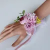 装飾的な花の花輪白いコサージュの造られた花シルクの手首のためのDiyの結婚式のパーティーの装飾メンズの偽物