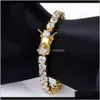 Tennis Hiphop 4Mm Microzircon Bracelet European And American Mens Jewelry Sier Rose Gold Three Colors Litbn E7Wmi