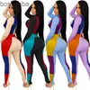 Kobiety dresy projektanci ubrania 2023 komplety garniturów biegaczy panele kolor moda dopasowana dopasowana krótki top Hip legginsy na siłownię obcisły dwuczęściowy zestaw 818