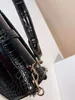 Krokodilmuster Umhängetasche Vintage Silberkette tragbare diagonale Taschen Luxus-Designer-Damen-Lederhandtasche