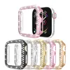 Double Rows Diamond Case for Apple Watch 8 Ultra 49mm SE Series 7 6 5 4 3 2 1 Fashion Women Cover PC Diamonds Protector Bumper Cases iWatch 41MM 45MM 40mm 44mm 38mm 42mm