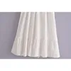 White algodão oco out maxi vestidos mulher manga curta bordado vestido de verão roupas de férias 210421