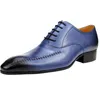 Kleid Schuhe Formale 2021 Oxford Männer Echtes Leder Vintage Schuh Blau Schwarz Lace Up Business Sapato Social Masculino Angepasst Service