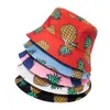 14 색 유니섹스 여름두면 착용 가역 양동이 모자 보헤미안 파인애플 수박 과일 접이식 어부 모자 인쇄