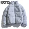 Ursporttech Kurtka zimowa Mężczyźni Parka Marka Casual Street Style Ciepłe Płaszcze Męskie Płaszcz Bawełniany Solid Color Park Płaszcz Mężczyzna 210528