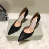 2023 high quality Designer Party Wedding Shoes Bride Women Ladies Sandals Fashion Sexy Dress Pointed Toe Heels Leather Glitter Size 35-40