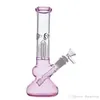 Pink 10.5 inch glass beaker bongs hookah shisha 4-Arms Tree filter recycler water bong with 14mm oil burner pipe and downstem bowl