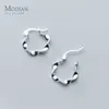 925 Sterling Silver Geometrisk Wave Hoop Earring för Kvinnor Glänsande Örhängen Mode Korea Style Smycken Brincos 210707