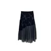 ファッションメッシュパッチワークの女性ブラックスカート春エレガントなAラインベルベットファルダムハーすべてマッチ女性ソリッドJUPE 210514