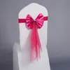 Wedding Chair Back Decor Bows Hotel Solid Color Bow Chairs Backs Flower High Elastic Ribbon Festive Party Decorative Props JJA9052