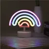 Fowecelt Rainbow Unicorn LED Neon Night Light Home Decor Kids Girls Kawaii Camera da letto Illuminazione interna Estetica Room Decor Lamp 210811