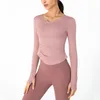 Kobiety Dress Tops Tees T-shirt Odzież Slim Joga Ćwiczenia Fitness Running Szybkoschnący Elastyczna Elastyczna Dekolt Figura Kobieta Długi Rękaw