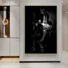 Obrazy Czarno -biały nagi para płócienna malarstwo seksowne ciało kobiety Man Wall Art Plakat Drukuj obraz do wystroju domu cuadro358o