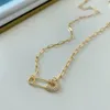 Besimpol Real 925 Sterling Silver Necklace Unique Style Golden Pin Chain For Women Fashion Jewelry Gifts Chains Morr22