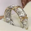 10K Złoto 4mm pierścień Diamentowy 925 Sterling Silver Cross Jewelry Zaręczyny Zespół Ślubny Pierścienie Dla Kobiet Mężczyzn Party Accessory 211217