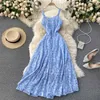 Summer Holiday Long Dress Solid Color Spaghetti Strap Sleeveless Floral Lace Casual Women A-line Beach Party es 210603