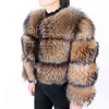 Maomaokong Inverno estilo jaqueta de pele grossa casaco de pele real jaqueta de pele de guaxinim de alta qualidade casaco de pele de guaxinim redondo pescoço quente 211122