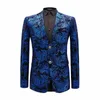 Veludo Prata Blazer Homens Paisley Floral Jaquetas Vinho Vermelho Golden Stage Terno Jaqueta Elegante Casamento Mens Blazer Plus Size M-6XL 220310