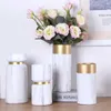 Creative Nordic Vase Decoration Living Room Ceramics Golden Rim Marble Modern Home Accessories Flower Vases For Homes 210623