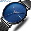 CRRJU Minimaliste Hommes Montre Classique Buiness Hommes Montre-Bracelet Mode Simple Étanche Ultra Acier Mesh Horloge Relogio Masculino 210517