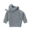 Born Baby Maglioni Vestiti Grigio Maglione con cappuccio firmato per bambina Autunno Casual Infantile Maglione lavorato a maglia Cardigan per bambini 210417