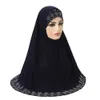 High Quality Medium Size 70*70cm Muslim Hijab with Rhinestones Pull On Islamic Scarf Head Wrap Headwear Pray Fashion