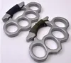 Weight About 74g Silver Black Metal knuckle duster four finger self defense weapon equipment clasp safety men's and women's Bracelet Fitness EDC pocket tool