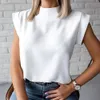 Мода летняя девушка печати блузка дикая стенда шеи тонкий рубашка элегантный короткий рукав офисный шифон повседневная вершины Blusas 210428