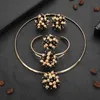 Dubai Gioielli in oro per le donne Regali di nozze da sposa africani Bracciale Collana orecchini anelli set di gioielli16891121746701