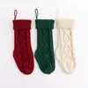 46cm Knitting Christmas Stockings Xmas Tree Decorations Solid Color Children Kids Gifts Candy Bags ZZA Fast ship 3-7days