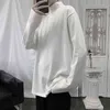 Men Long Sleeve T-shirts Solid Simple Mock Neck Top Tees Oversize 3XL Loose All-match Korean Pullover Tshirt Outwear Winter Chic G1222