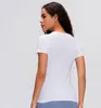 AFK-LU35 yoga-shirts voor dames, korte mouwen, ademend, effen kleur, gymkleding, buitenwerkkleding met logo van hoge kwaliteit