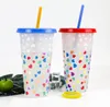 Creative Love Folor Leaming Tumblers Кружки Кубок 240oz / 710 мл PP Напитки холодной Голубой пластиковую воду Одиночные соломенный процесс