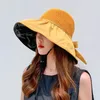 2022 Chapeau de soleil pliable pour femmes Été largeur protection UV Panama Place Hat Ladies Filles en plein air du chapeau de mer coréenne UPF 506751823