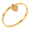 Jovo Beautiful Lovers Cuff Bangles Bracelet for Women Girls Crystal Bracelets with Heart Pendant Luxury Jewelry Brand Trinket Q0717