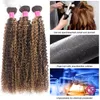 3 Bundles Double Weft P4 27 Highlight Curly Brazilian Human Hair Weave Extensions 100g/pcs