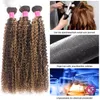 3 Bundles Double WeT P4 27 Destaque Curly Brazilian Human Human Weave Extensões 100g / PCs