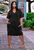 Plus Size S-3xl Sukienki Sukienki z krótkim rękawem jednoczęściowa sukienka luźna pakiet Pakiet swobodny letni ubranie solidny kolor czarny spódnica midi sport 4792