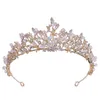 Forseven Luxe Handgemaakte Rhinestone Crystal Crown Tiaras Bridal Hoofdbanden Dames Bruiloft Haar Sieraden Accessoires JL