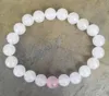 8mm casal braceletes fios de amizade rosequartz branco jades pedra natural frisado grânulos elásticos homens mulheres presente de yoga pulseira