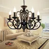 Modern Wrought Iron Pendant Lamp Vintage Chandelier Ceiling Candle Lights Lighting Fixtures Black/White Home Lighting