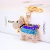 Keychains Rhinestone-Crystal Cute Bell Puppy Key Chain Zodiac Dog Ring Metal Pendant Women's Bag Accessories Small Gift