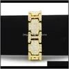 Link, Chain Drop Delivery 2021 Mens Hip Hop Gold Link Bracciali Gioielli Sier Fashion Simulation Diamond Crystal Iced Out Bracciale Loxvn