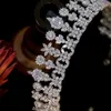 Luxury Wedding CZ Crown Bridal Crystal Headdress Prinsessan Queen Beauty Pagant Kronor Förlängning Tiara Bröllop Hår Tillbehör X0625