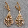 Brincos de colar Conjunto de acessórios de moda de casamento na moda White Stone Zircon Mulheres Luxo Dangle Gold Anéis de ouro pendentes