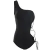 Sexy Black One Ombro Cut out Bandage Swimsuit Lady 2020 Monokini Backless One Peça Swimwear Mulheres Nadar Banho Terno Trikini 1203 Z2