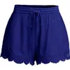Kvinnors shorts Kvinnors kvinnors flerf￤rgade elastiska midja sn￶r upp solid l￶s mitten av b￥ge Summer Beach Shortsor Women Women
