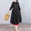 Johnature осень зима мода жаккардовый вышивка женщины плюс размер пальто свободно комфортабельный с длинным рукавом ретро длинные пальто 210521